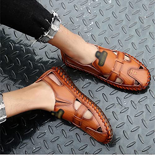 Men Sandals Real Leather Casual Beach Shoes Fisherman Leisure Trekking Non-Slip Breathable Slippers Hiking(40)2