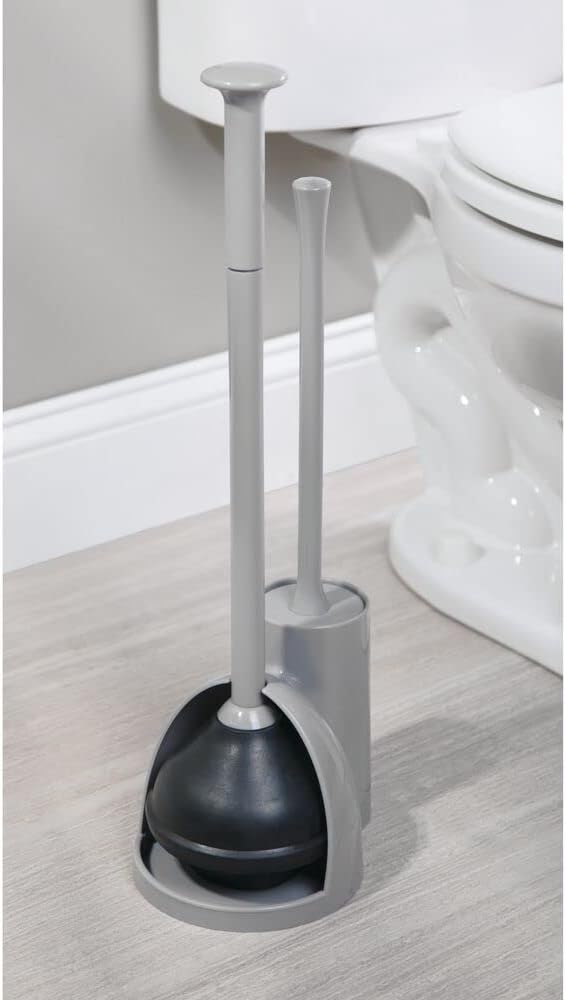 Blасk Frіdау Clеаrаnсе mDesign Modern Slim Compact Freestanding Plastic Toilet Bowl Brush Cleaner and Plunger Combo Set Kit with Holder Caddy for Bathroom Storage and Organization - Covered Lid Brush, 2 Pack - Gray