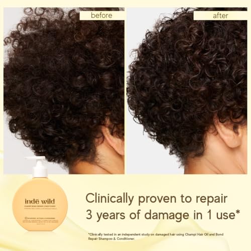 Image of indē wild Champi Hair Conditioner For Bond Repair With 17 Amino Acid Complex | Hydrating, Controls Frizz & Breakage | Amla, Coconut Oil, Bhringraj & Biotin | 300ml