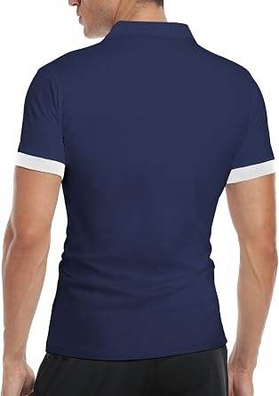 KUYIGO Mens Short Sleeve Polo Shirts Casual Slim Fit Basic Cotton Shirt Tops