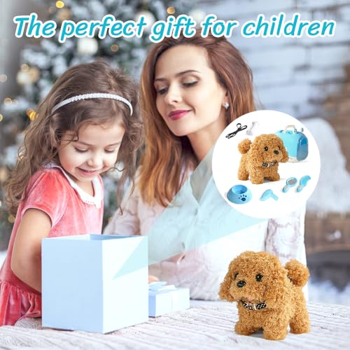 KBIBCK Hund Spielzeug Kinder, Elektronisches Haustier Hund mit Leine Spielzeug Kinder, Spielzeug Hunds der Läuft und Bellt, Interaktives Haustier Hunds Geschenk für Kinder Mädchen 3 4 5 6 7 8 9 Jahre