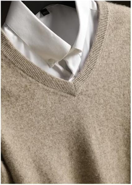 Maglione Uomo Scollo A V In Cashmere Keusyoi - Maglia Morbida Visone Invernale - Pullover Maniche Lunghe, Vestibilità Slim, Eleganza Casual