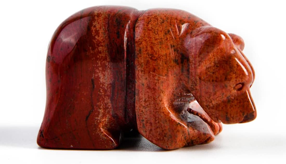 YGLINE 1.5" Hand Carved Mixed Gemstone Crystal Bear Figurine Animal Carving