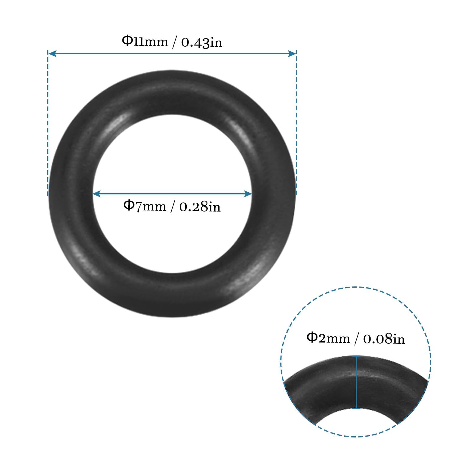 QUARKZMAN Nitrile Gomma O-Ring 11mm x 7mm x 2mm Guarnizioni di Tenuta Anelli Rubinetti Rotondo Guarnizione Rondella per Rubinetto Idraulica Riparazione Sigillatura Connessione, 12 Pezzi