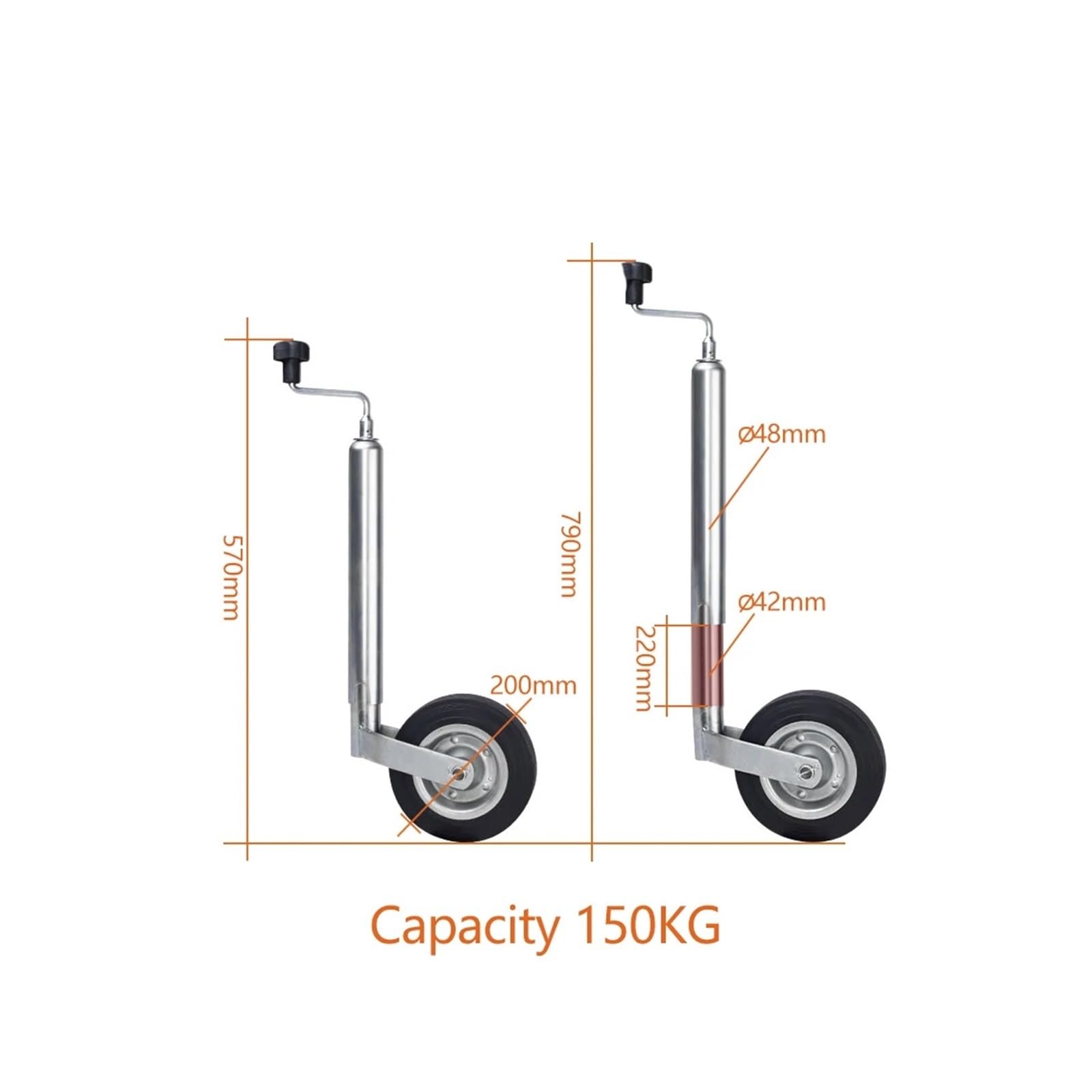 Soporte for rueda de remolque RV con abrazadera, tapa de tubo de 48MM, 150KG, accesorios for caravana, piezas for Camper,Confiable