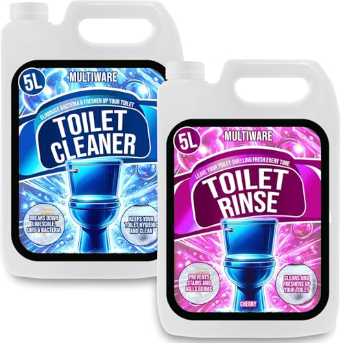 MultiWare Caravan Toilet Chemical Blue 5L and Pink 5L Rinse Fluid Solution Cleaner for Caravan and Motorhomes | Eco-Friendly, Formaldehyde Free | Upto 50 Treatments Each