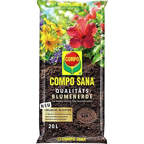 Preisvergleich Produktbild COMPO SANA Qualitäts-Blumenerde mit 12 Wochen Dünger für alle Zimmer-, Balkon- und Gartenpflanzen, Kultursubstrat, 20 Liter, Braun