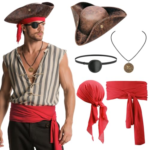 Fitnice Pirate Costume Accessories Set for Adults, Halloween Party Styling