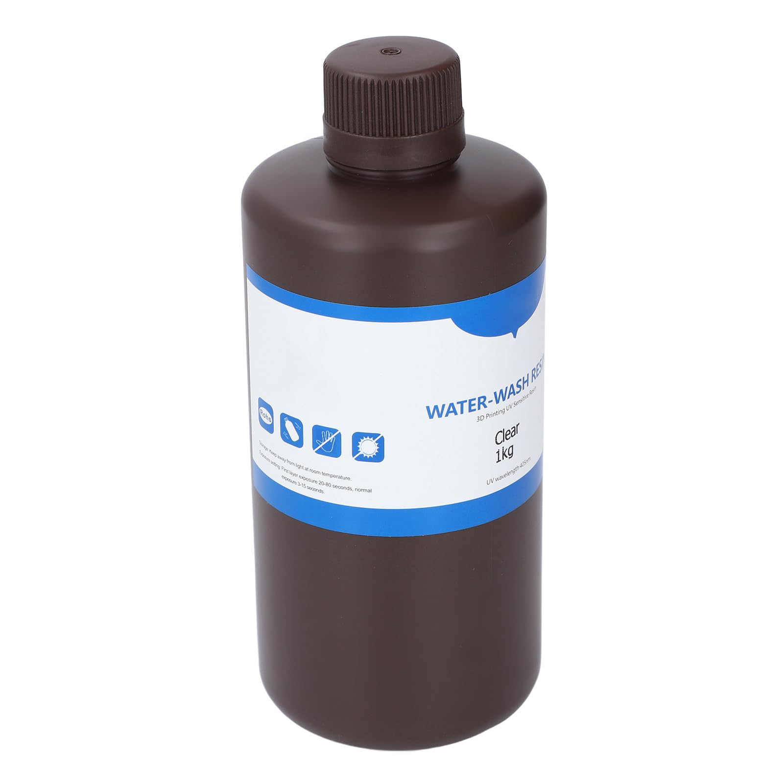 Resina de Impresión 3D, Moldeable, Lavable con Agua, Curado UV, Alta Resolución, Dureza 80 Shore, 1KG, Transparente