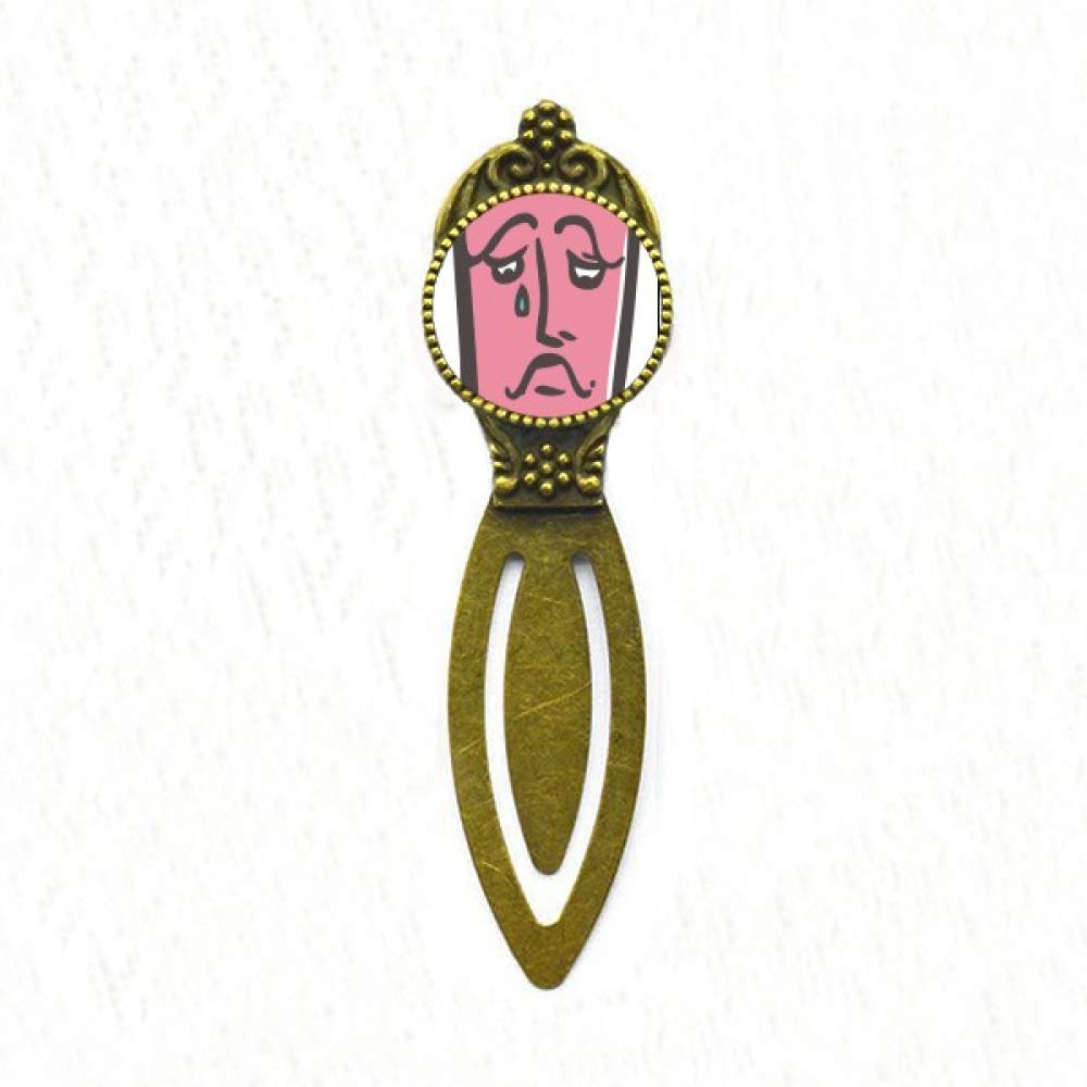 Marque-page rose visage abstrait triste, accessoire lecture esquisse rose - 5