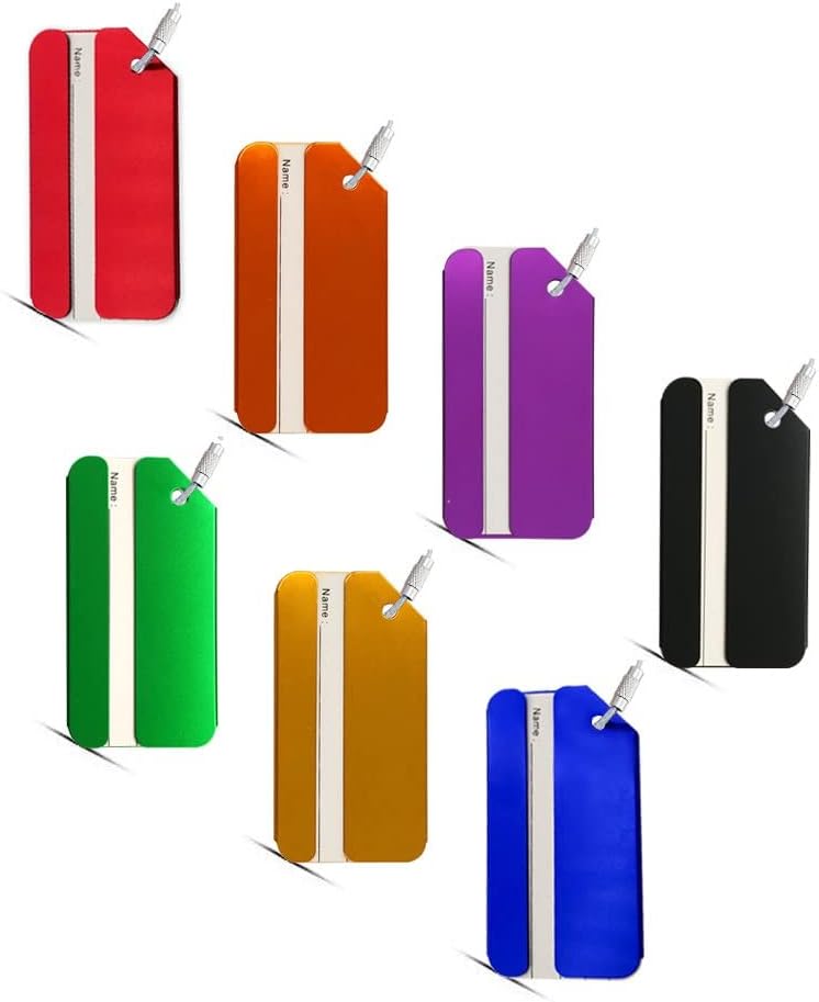 Aluminum Luggage Tag for Luggage Baggage Travel Identifier by Ovener (Rainbow 7 Pcs)