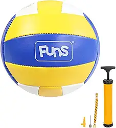 Bola de Vôlei Oficial Praia e Quadra + Bomba de Ar Manual com Bico para Encher Bola e Boia – Couro Sintético, Cores Sortidas