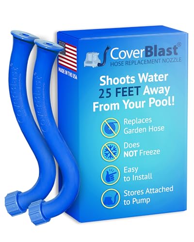 Image of Pool Cover Pump Attachment - Pack of 2 USA-Made & Patented Pool Cover Pump Hose Alternative w / 25ft. Range - Easy-to-Install & Use Year-Round - Replaces Traditional Hoses (Original Blue)