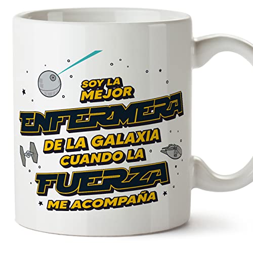 MUGFFINS Tazas para ENFERMERA mujer - En Español - Mejor de la Galaxia Cuando Fuerza me Acompaña - 11 oz / 330 ml - Regalo original y divertido