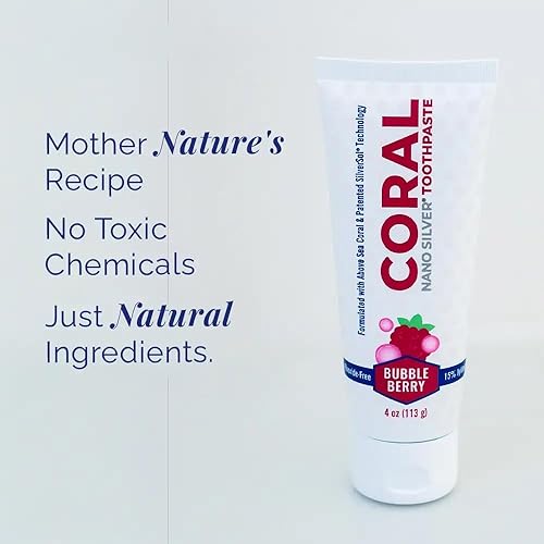 Miniatura 2 de Pasta de dientes Coral Nano Silver Bubble Berry para niños, pasta de dientes blanqueadora natural sin flúor, con infusión de coral, calcio nano