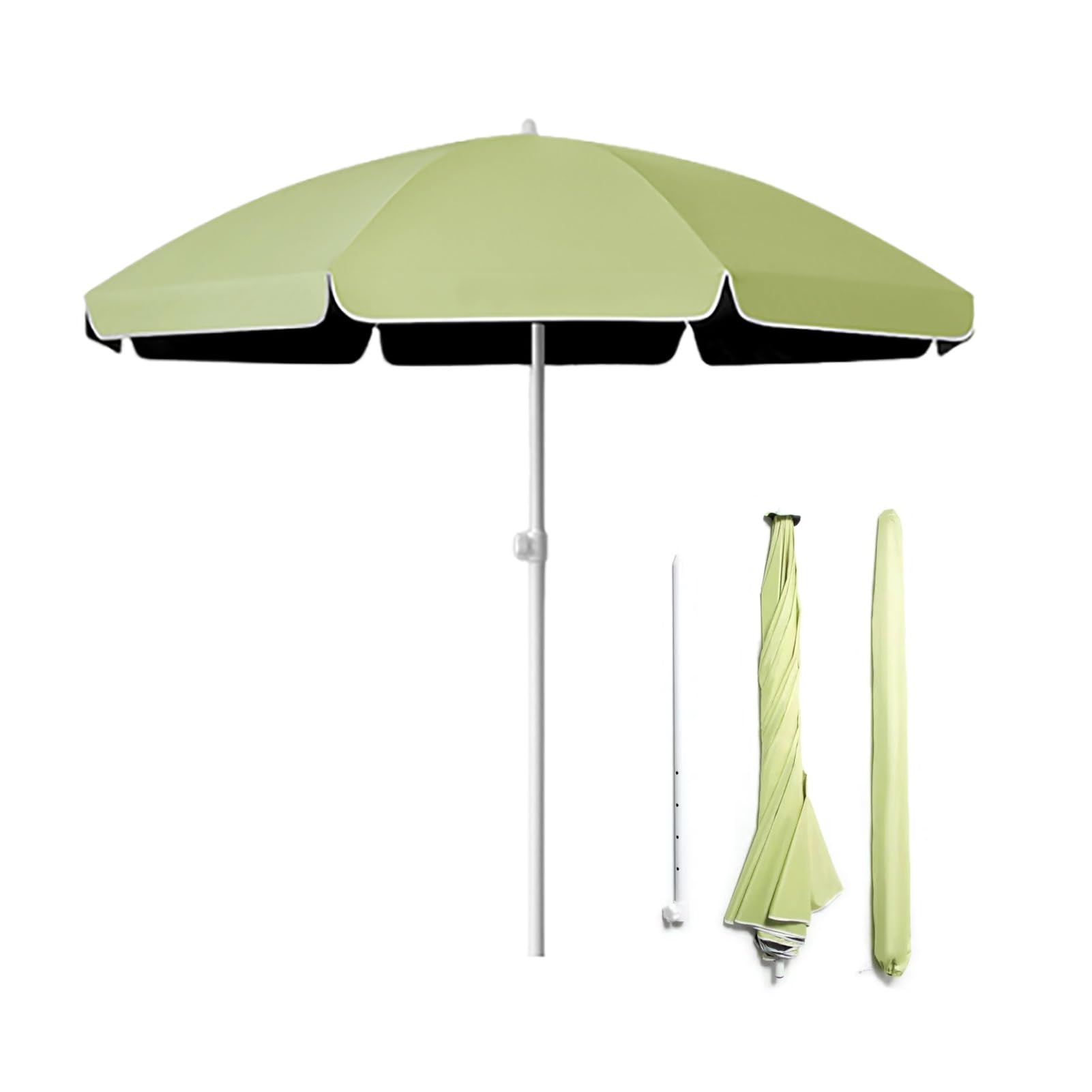 Ombrellone da spiaggia rotondo piccolo 160cm, ombrellone parasole portatile da esterno da 220cm con copertura, protezione UV 50+, impermeabile, regolabile in altezza