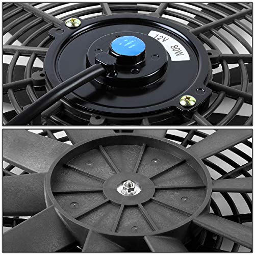 (Pack Of 2) Universal 14 Inches High Performance Electric Slim Radiator Cooling Fan With Mounting Kit, 12V, Black #TOP3