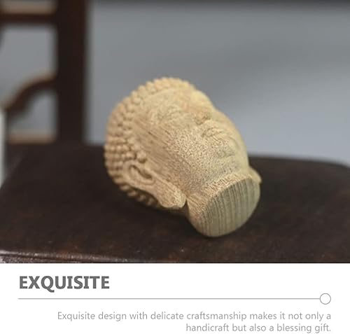 Miniatura 9 de Estatua de madera de la cabeza de Buda meditadora, decoración de la habitación espiritual para el hogar, templo, jardín zen