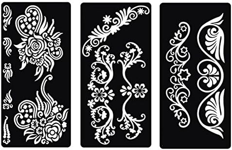 Zaffron Henna Mehendi Mehndi Stencil Sheets for Eid Ramadan Diwali Mehendi Raat or Wedding Parties (Design Pack 7, Set of 6 Sheets)