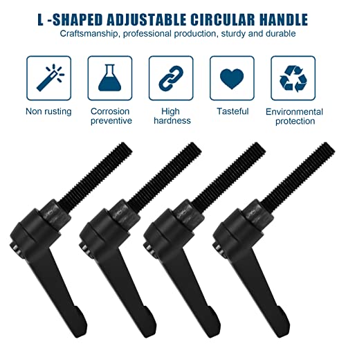 Nivofu 4 Stück Klemmhebel Griff, M8 Verstellbare Klemmhebel aus Kohlenstoffstahl, Befestigungsgriff, Klemmhebel mit Gewindebuchse, Maschinengriffe für Schweißgeräte Druckgeräte, Schwarz (32mm)