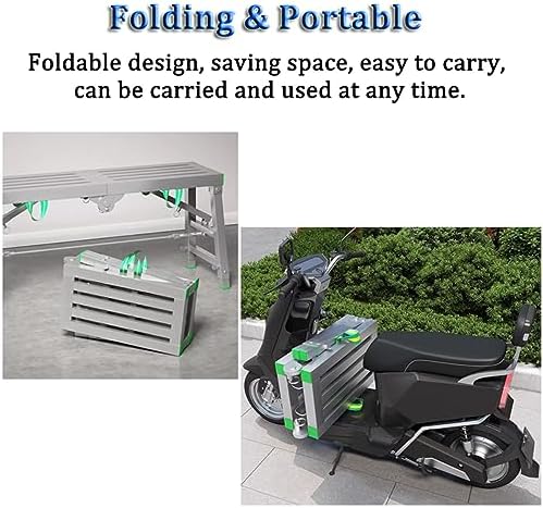 Adjustable Height Portable Folding Workbench & 5-Level Heavy Duty Step Ladder - Ideal for Home Improvement, DIY Projects, and Construction Tasks