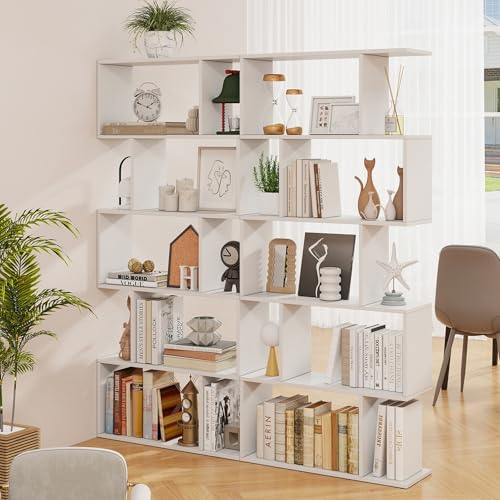 5 Tier Geometric Bookcase, S Shaped Bookshelf, Modern Decorative ...