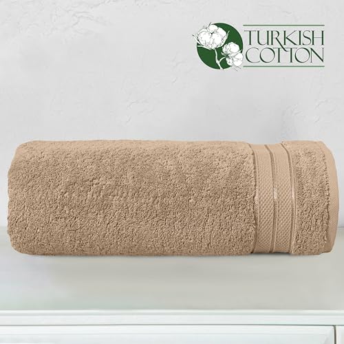 Image of Elegant Comfort Three Line Popcorn Towel Set for Bathroom 35 x 70 inches, Premium Hotel Quality 1-Pack Jumbo Towels, 100% Turkish Cotton, Soft and Durable, Quick Dry and Highly Absorbent, Tan