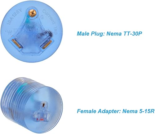 Miniatura 2 de Adaptador de corriente Nema TT-30P de 30 amperios macho a adaptador hembra de 15 amperios 5-15R, adaptador eléctrico para RV, con indicador de