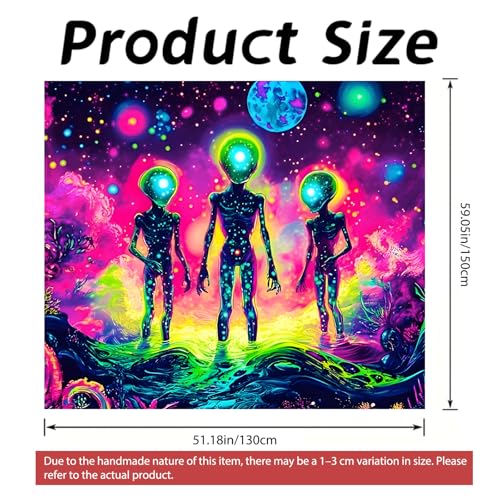 Image of Nuxovilar Alien UFO UV Reactive Tapestry, 59.05 inchx51.18 inchPolyester