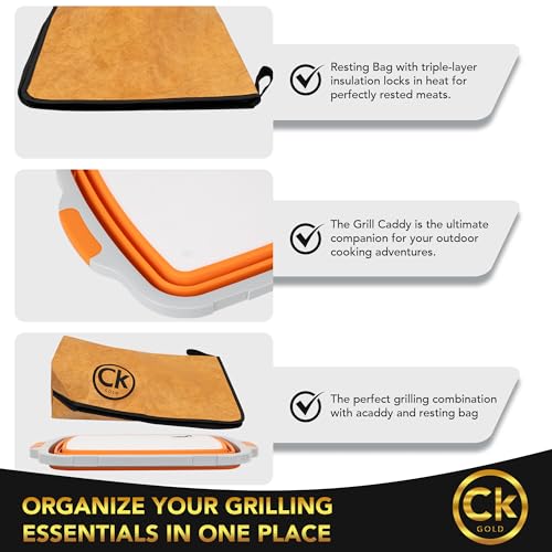 New Extra LARGE Collapsible BBQ Prep Tub with LOCKING LID & Meat Resting Bag - BPA Free Foldable Cutting Board with Lid, Leak Free, Strong Drain Hole for Meal Prep, Marinating & Grilling (Orange, 16L) - Image 7