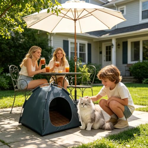 Tienda casa para gatos contra el calor veraniego refugio ventilado para terrazas y viajes 3
