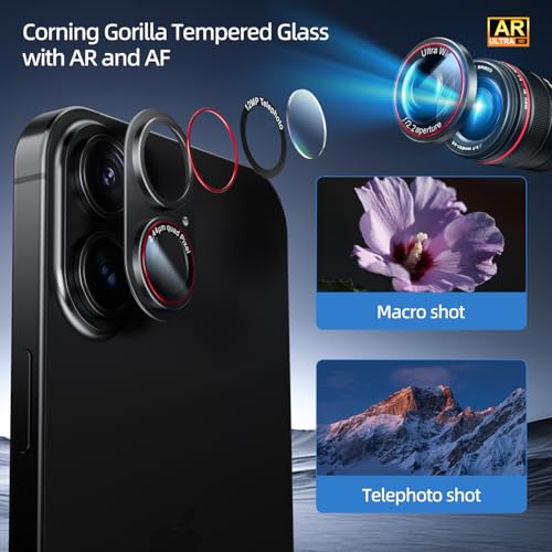 Image of HelloDeere 9H High-alumina Tempered Glass Camera Lens Protector for iPhone 17 Lens, Military-Grade Shatterproof with Strong Adsorption, Full Coverage Case-Friendly Cover (Black Titanium, iPhone17 - 2 Pack)