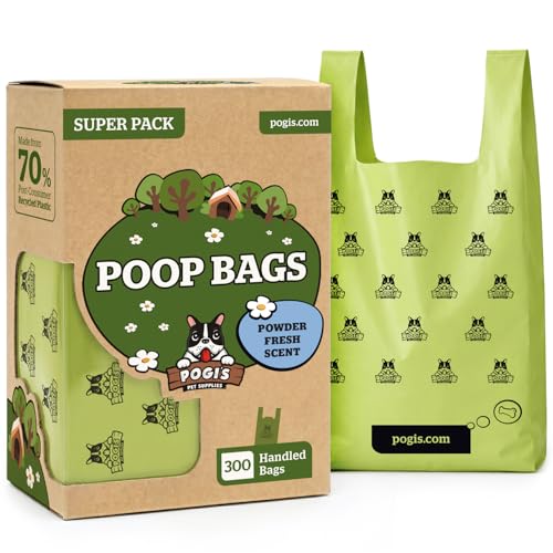 Pogi sacchetti igienici con manici per cani, profumati e extra resistenti, 300 pezzi