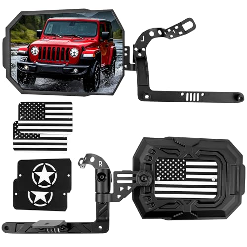 Aluminum Wrangler Mirrors Doors Off for 2018-2025 JL JLU