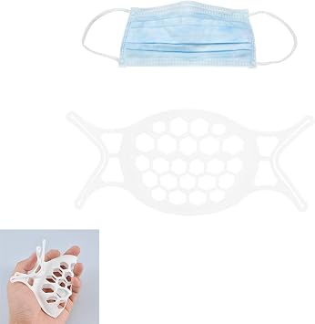 2PCS 3D Face Mask Bracket, Silicone Mask Inner Support Mouth Muffle Bracket Reusable Washable Breathing Support Frame White
