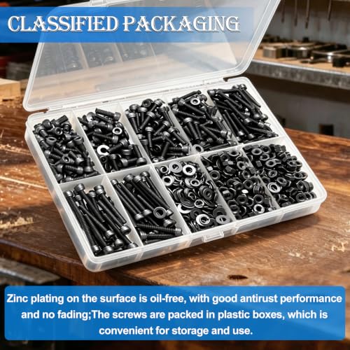 Image of mxuteuk 720PCS M3 Screws Kit,M3x6 /8 /10 /12 /16 /20mm M3 Screws Assortment Kits,12.9 Alloy Steel M3 Hex Socket Head Bolts Nuts Washers Set Suitable for 3D Printer,DIY