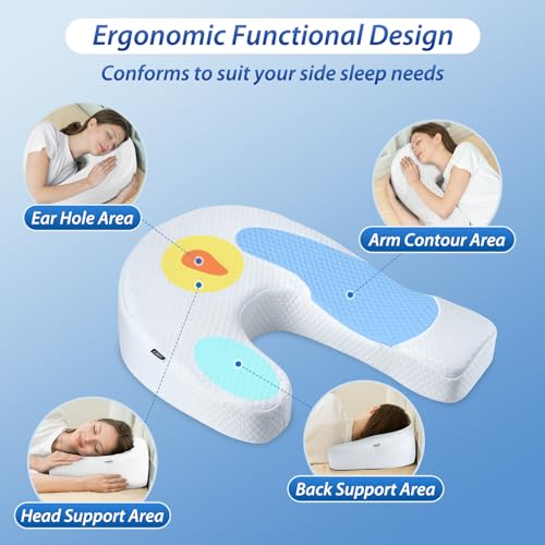 HOMCA Upgraded Body Pillow for Side Sleeper, U-Shaped Ergonomic Memory Foam Contoured Pillow for Neck and Shoulder Pain with Cooling Breathable Hypoallergenic Pillowcase - Thumbnail 2
