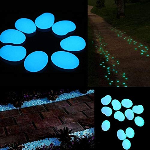 Wenerjie Glow In The Dark Rocks, 500Pcs Fairy Garden Decorations Stones, Outdoor Decor For Patio Stepping Stone Kit, Pebbles For Plants/Yard/Backyard/Fish Tank/Pool Stuff (Blue/500Pcs) #TOP6