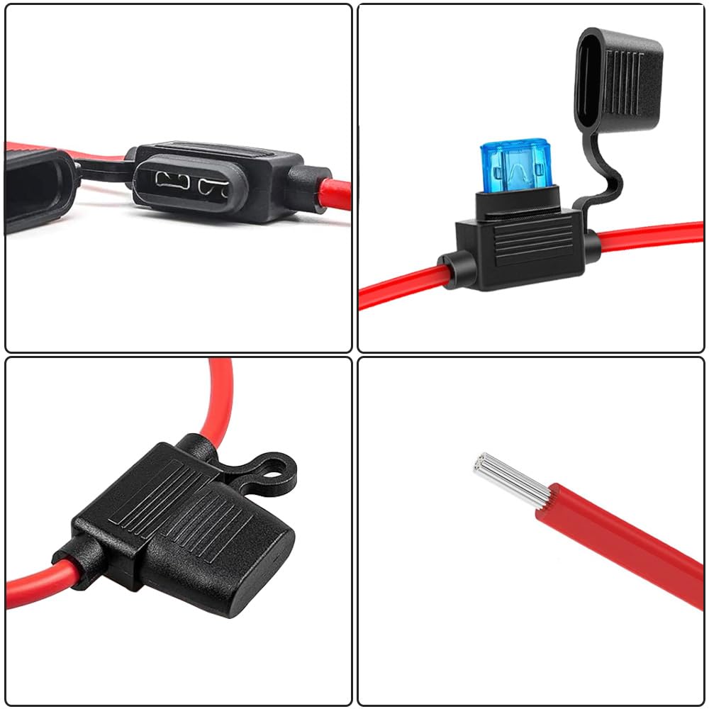 5 Sztuk 32V Mały Uchwyt Bezpiecznika Inline, Wodoodporny Uchwyt Bezpiecznika Samochodowego z Przewodem 16 AWG, Bezpłatne 10 Sztuk Mini Bezpieczników i Ściągacz Bezpieczników