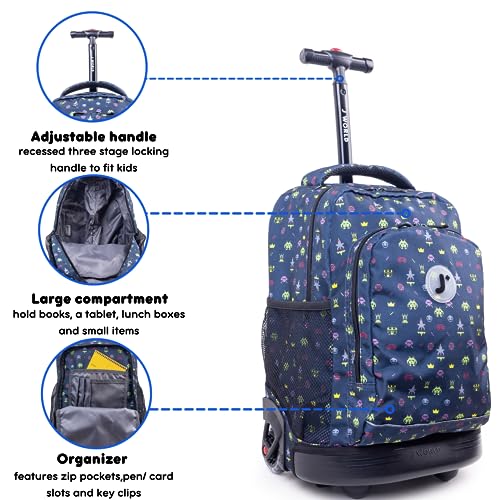 Image of J World Sunny Rolling Backpack for Kids. Roller Bag With Wheels, Game