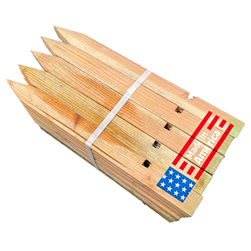 Sandbaggy 24" Erosion Control Wood Stakes with Notch - 100% Biodegradable - Chisel Point, Douglas Fir Wood - Made in The USA (100)