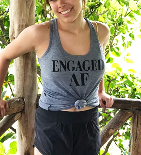 It's Your Day Clothing Engaged Af Tank Women Engagement Funny Bachelorette Party Tank Top T-Shirt (Large) Heather Gray #TOP1