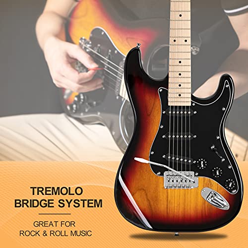 Glarry Full Size Electric Guitar For Music Lover Beginner With 20W Amp And Accessories Pack Guitar Bag (Sunset) #TOP2