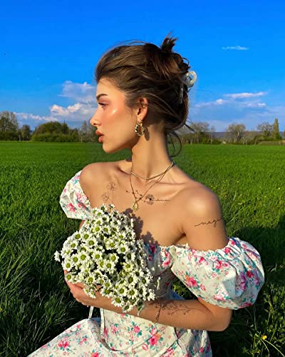 Realistic Temporary Tattoo For Women - 86 Sheets Tiny Small Fake Tattoos, 24 Pcs Inspirational Quotes Words Fake Tattoo, 62 Pcs Long Lasting Minimalist Wild Flower Floral Bouquet Leaf Adult Fake Tattoos Stickers (Word & Wildflowers) #TOP5