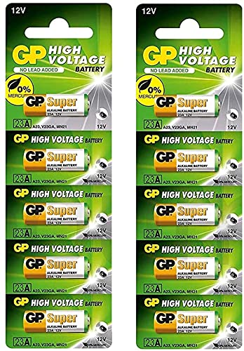 Eletetouch MORAVLA GP 23A 12Volt Pack of 10 Alkaline Batteries High Voltage Cell Car Remote Battery