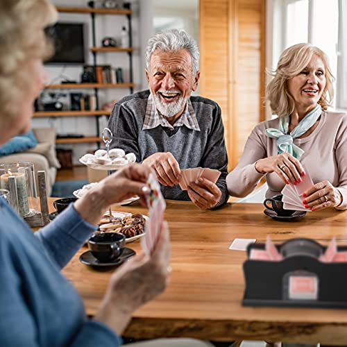 Relaxdays Kartenmischmaschine, 2 Decks, mit Kurbel, manuelles Mischgerät für Spielkarten mit der Größe 9 x 6.5 cm, Kunststoff, schwarz, 1 Stück