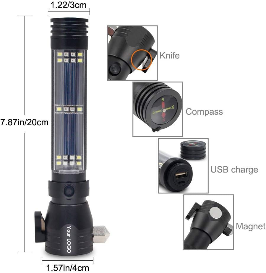Sakeen Tactical Mini LED Flashlight Single AA Battery or Solar Powered 300 Lumen Survival Camping Light