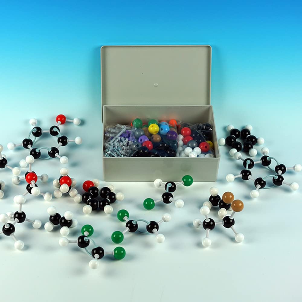 mingqian 444PCS Molecular Model Kit Set (196 Atoms Model+244 Link Keys+ 3 Orbitals +1 T ool) Portable for Student/Teaching/Lab