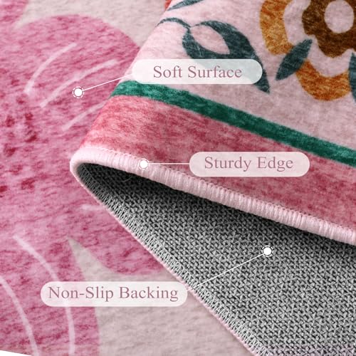 Tapete Boho Floral Rosa 5x7 para Dormitorio miniatura 5