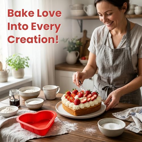 Image of Aditi Heart Shaped Silicon Mould (7 inches) | Soft, Flexible & Durable | BPA Free, Non Toxic & Heat Resistant | Premium Food Grade Quality | Non-Stick & Reusable Mould | Bake with Love